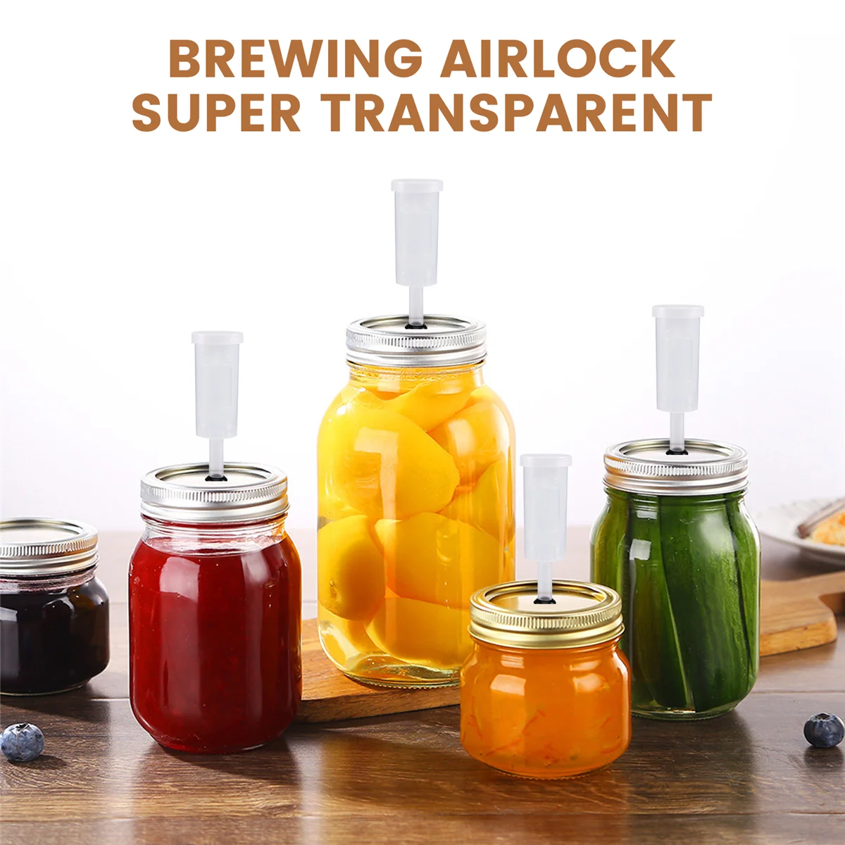 Airlock para Fermentação Lids Kit,Air Locks com ilhós pretos, Airlock Bubble para jarra de cerveja e vinho