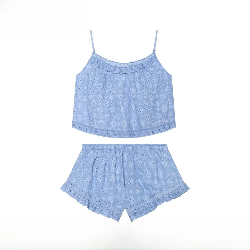 Fashionable Embroidered Top Shorts Set Women's New Season Clothing Sleeveless Summer Outfit Polyester Material Universal Fit