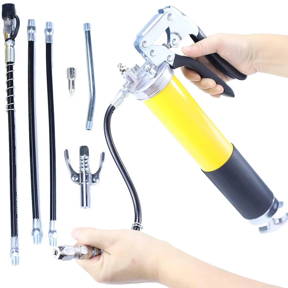 

6000PSI-7000PSI Manual Grip Grease Gun Alloy Quick Release Grease Gun Set Manual 400CC Grip Grease Gun with Flexible Hose