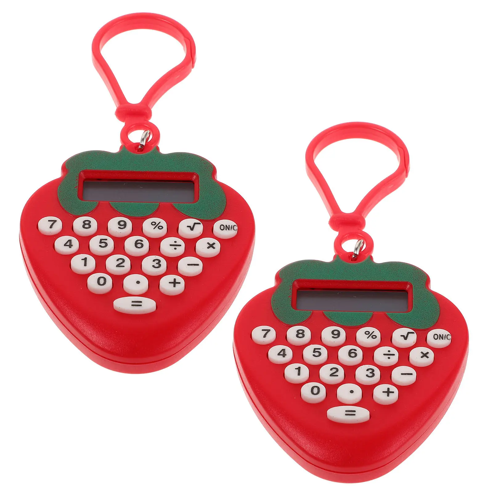 

2Pcs Strawberry Shape Mini Calculator Lightweight Portable Electronic Keychain Calculator for Classroom Study Travel Daily Use