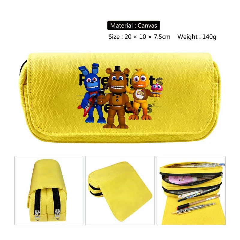 خمس ليال في فريدي 2 مقلمة سعة كبيرة مخيف الرعب تيدي بير طالب الكرتون موضة القلم أكياس القرطاسية الحقيبة #6