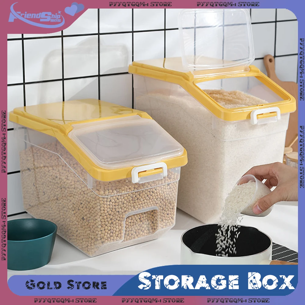 10KG Kitchen Rice Storage Box Insect Proof and Moisture Proof Dispenser Flour Cereal Bucket Kitchen Food Storage Container