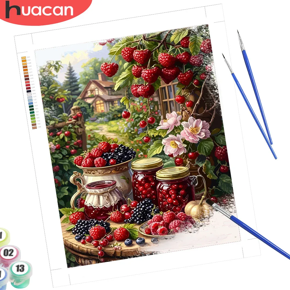 HUACAN Painting By Numbers Fruit Kitchen Landscape Home Decor House Oil Paint On Canvas Garden Flower Crafts Diy Gift