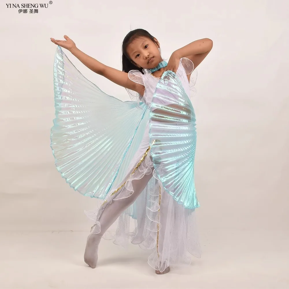 New Style Children's Belly Dance Wing Symphony Yarn Cloak Hand Hook Dance Performance Props Transparent Color Hanging Neck Wings