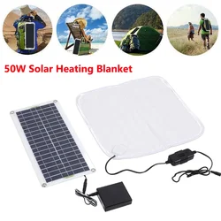 Solar Electric Heating Blanket for Winter Pets Warm Pad Outdoor Camping Protable Chair Warmer Pad 12V 50W Solar Power Panel