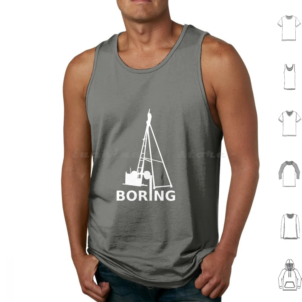 Boring ( White ) Tank Tops Vest Sleeveless Drilling Drillers Cable Percussion Rig Boring Pun