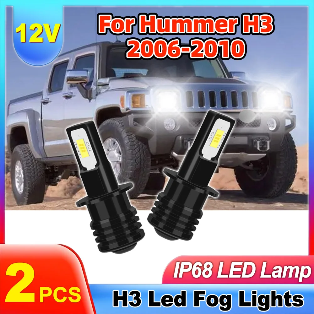 

2PCS H3 6000K White Car LED Front Fog Light Plug And Play 90W Fog Lamps Canbus No Error For Hummer H3 2006 2007 2008 2009 2010