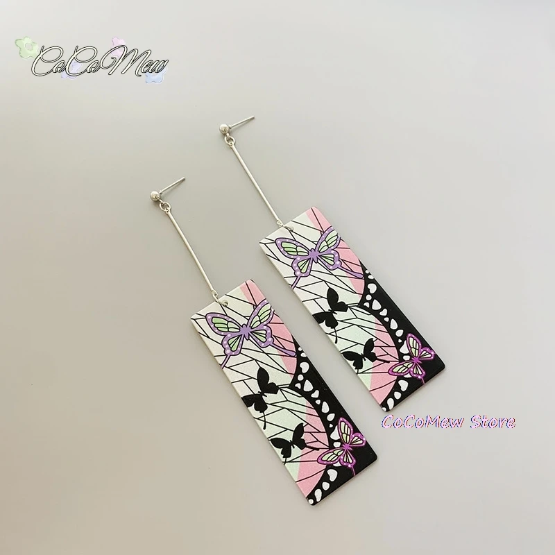 อะนิเมะคอสเพลย์ต่างหูอะนิเมะสังหารปีศาจ tanjiro ต่างหูยาวต่างหูสำหรับผู้หญิงหญิงสาวเครื่องประดับคอสเพลย์อุปกรณ์เสริมของขวัญ