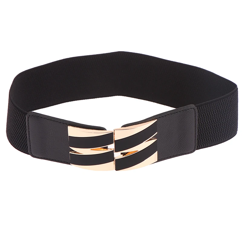 

Fashion Minimalist Black Wide Elastic Waistband Belt Buckle For Women Dress Waist Belt Shirt Decoration Belts