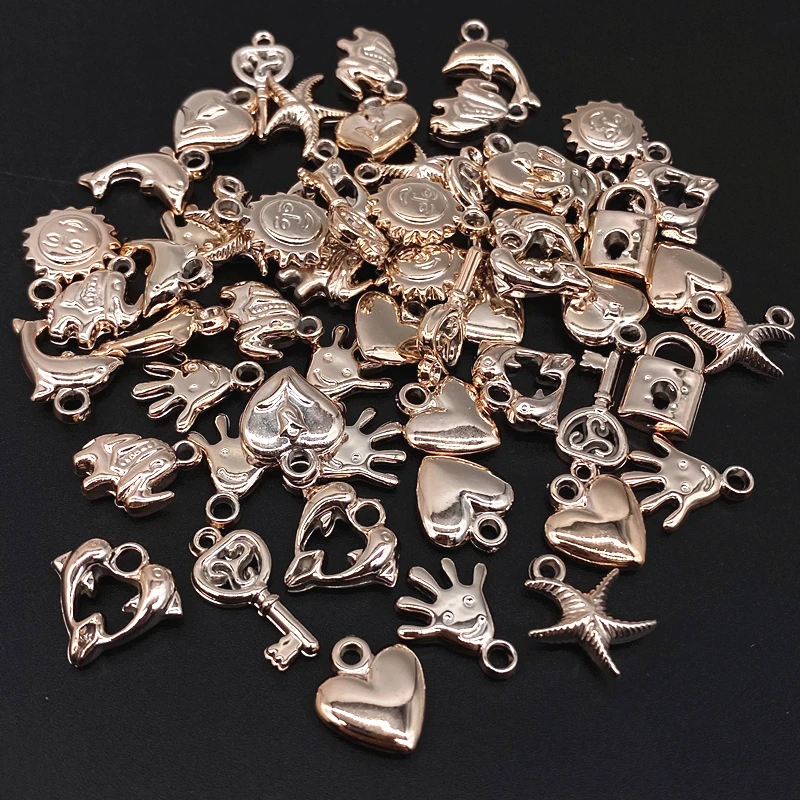 20Pcs/lot Random Mix Styles Golden Color Silvery  CCB Acrylic Pendant for Jewelry Making DIY Necklace Bracelet