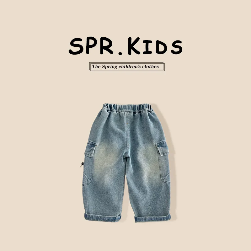 Boy Pant Jean Boys Jeans Summer Jeans Summer Kids Wear 2024 New Spring and Autumn Tooling Boys Kids Baby Boy Fashion Pants