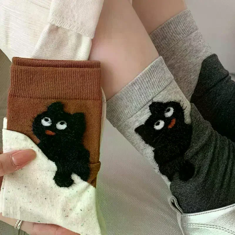 

Парные носки средней длины с мягким комфортом; Прочные впитывающие пот носки с 3D-принтом кота для мужчин и женщин.