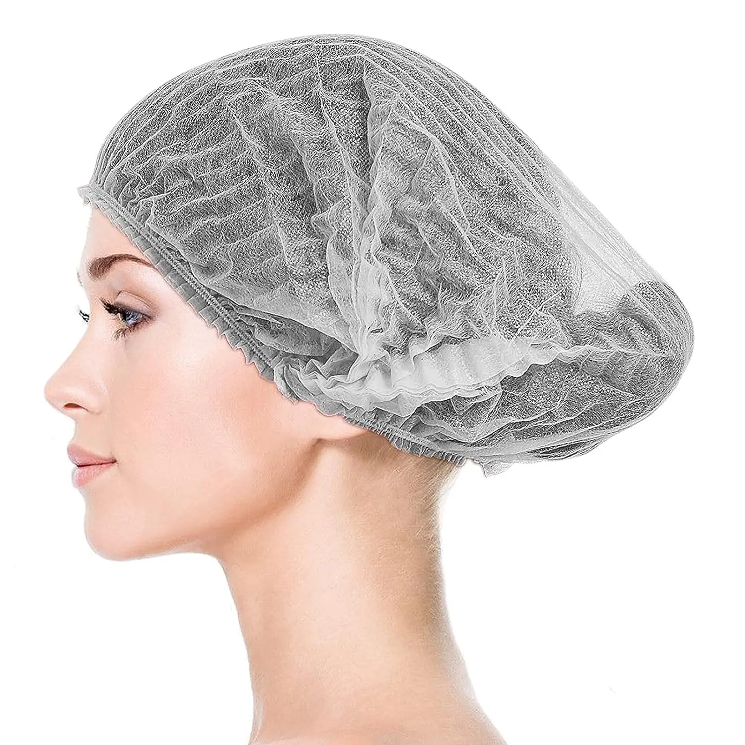 100PCS Non-woven Disposable Shower Caps Pleated Anti Dust Hat Women Men Bath Caps for Spa Hair Salon Beauty Accessories