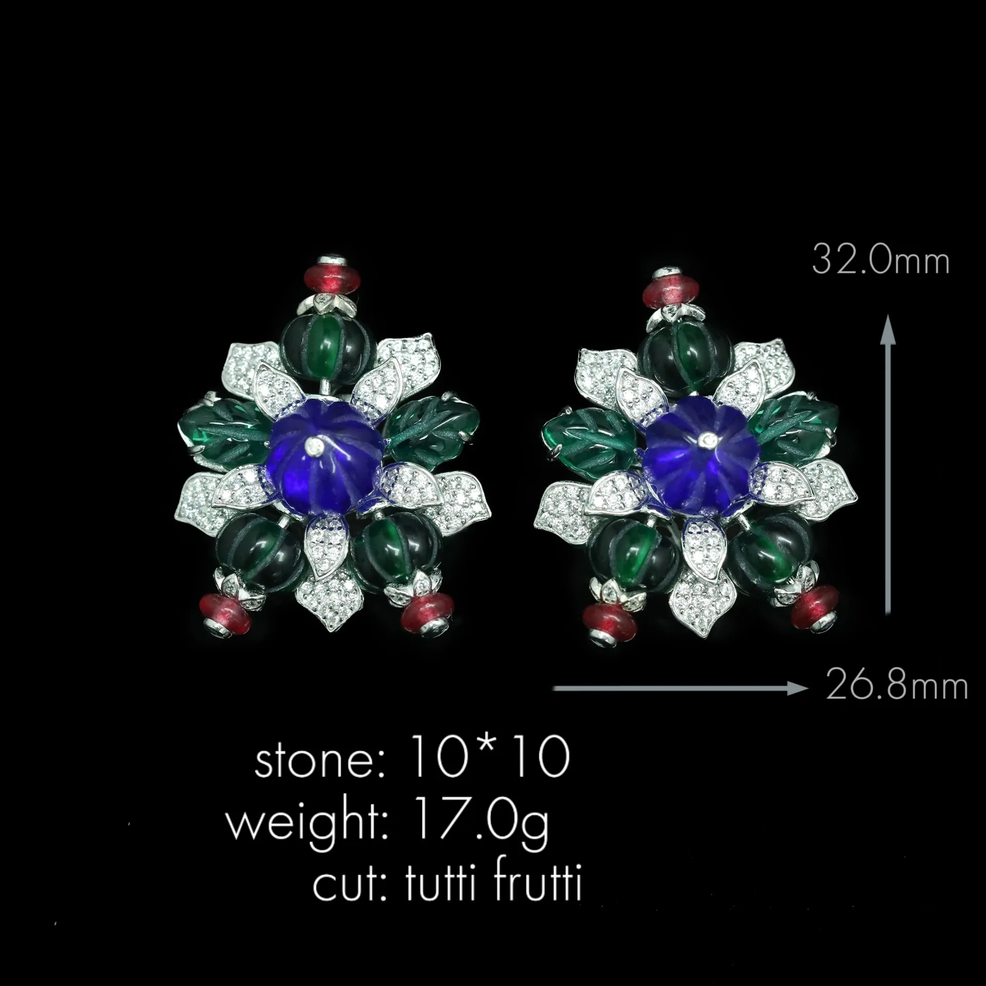 Graceful 925 Sterling Silver Lady Stud Earrings Bright Colorful Zirconia Stone Jewelry Temperament  Wedding Party Accessories