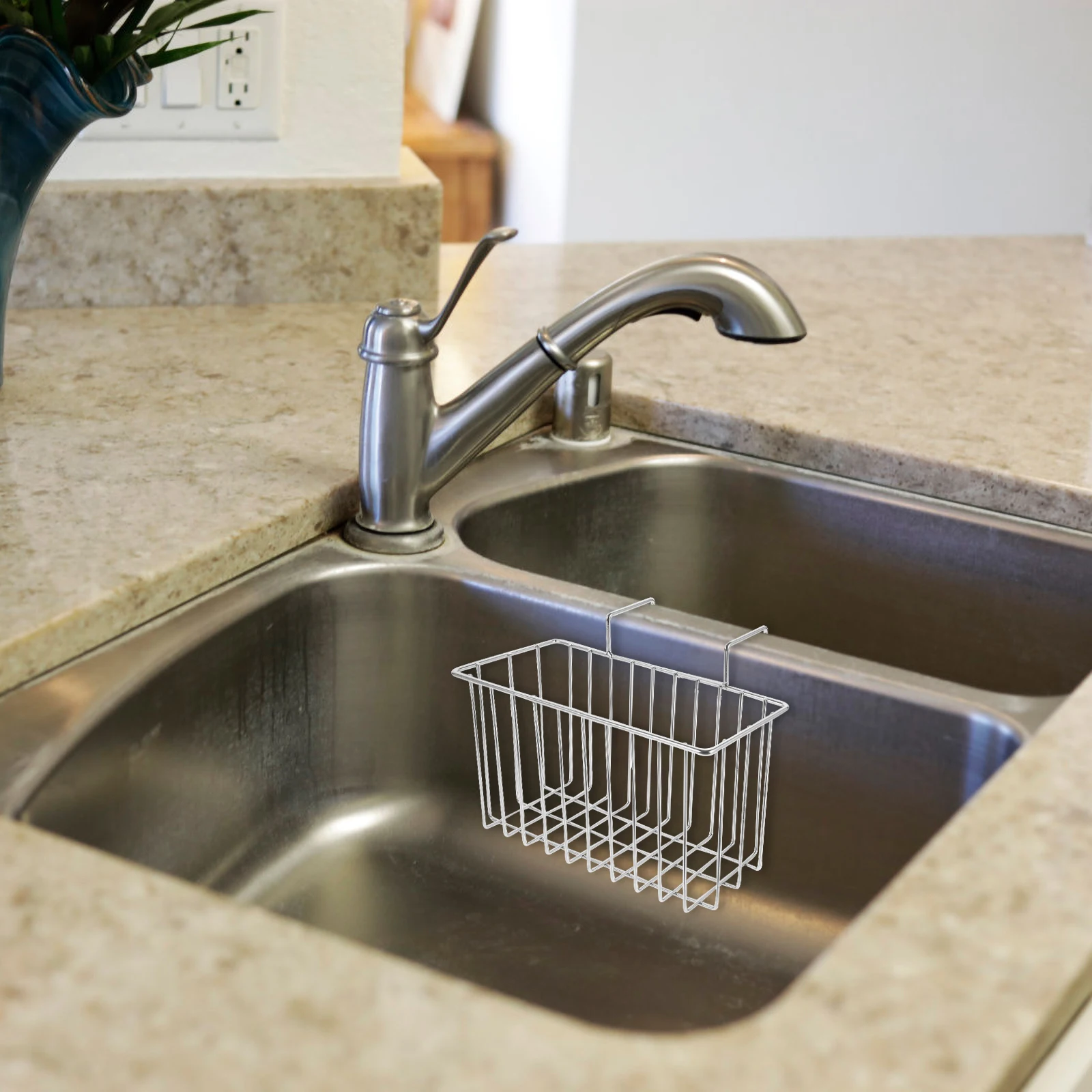 

Stainless Steel Sink Drain Basket Smooth Edges Kitchen Sponge Holder Sink Storage Container Draining Rack Drain Basket