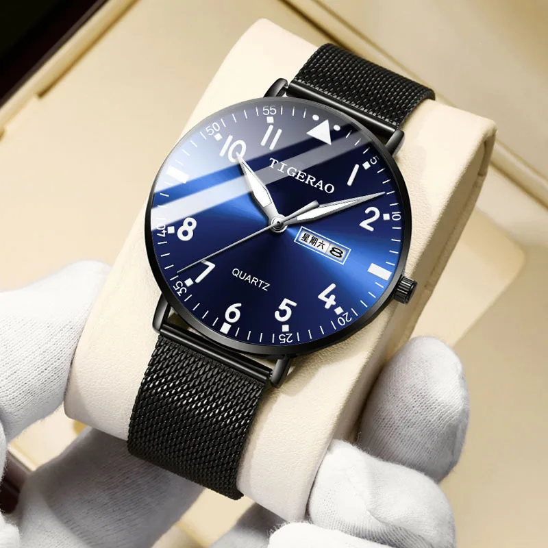 Men's Quartz Watch Male Business Wristwatch Korean Style Multifunctional Calendar Luminous Waterproof Outdoor Activities Student
