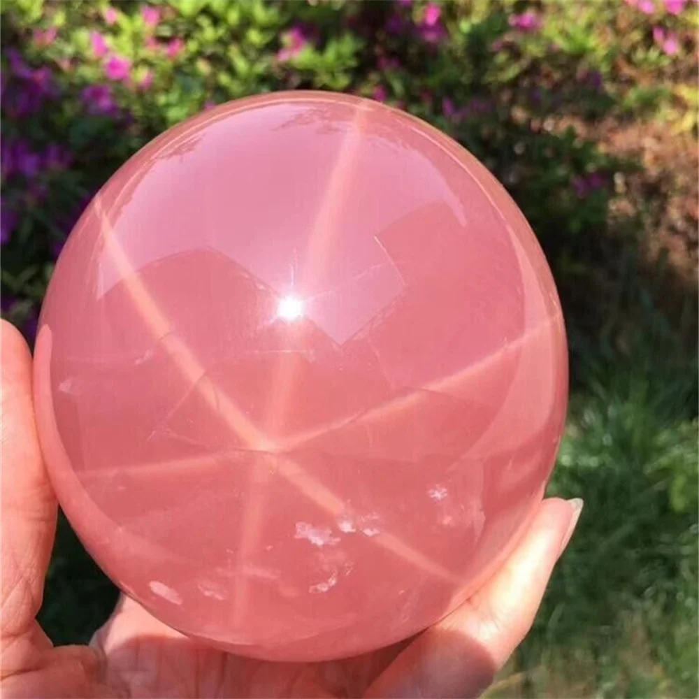 Magic Six-Axed Starlight Pink Crystal Ball, Quartz Mineral, Reiki Healing, Marriage Gem, Home Degaussing Ore