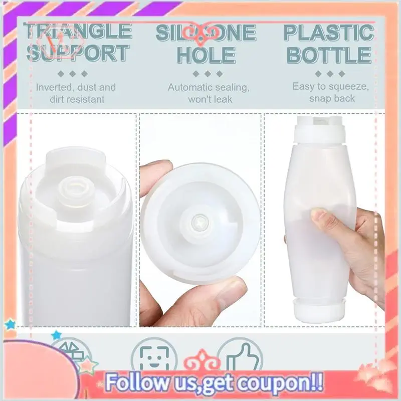 Upgraded 6 Pcs 16 Oz Inverted Plastic Squeeze Bottles, Refillable Tip Large Valve Dispenser Condiment Squeeze Bottle For Sauces
