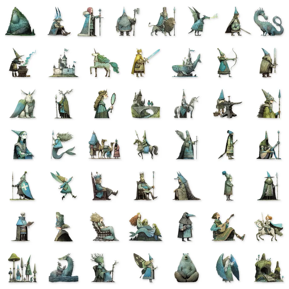 50PCS Fairy Tale Magic World Decorative Transparent PET Stickers Set DIY Brochure Decorative Notebook Tablet Toy Stickers