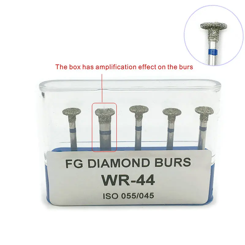 5pcs Dental Diamond Burs Drill Medium Polishing Smoothing For High Speed Handpiece FG 1.6mm Shank WR-44