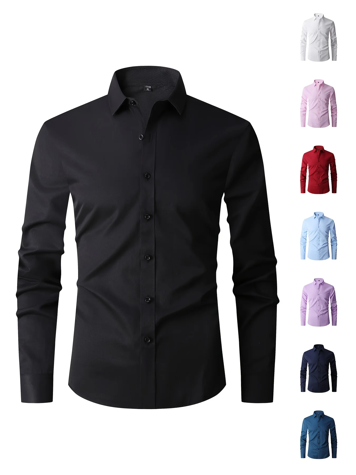 Classic Design Solid Color Men\'s Solid Formal Long Sleeve Shirt Men\'s Button Up Shirt For Business Formal Occasions Gift For Men