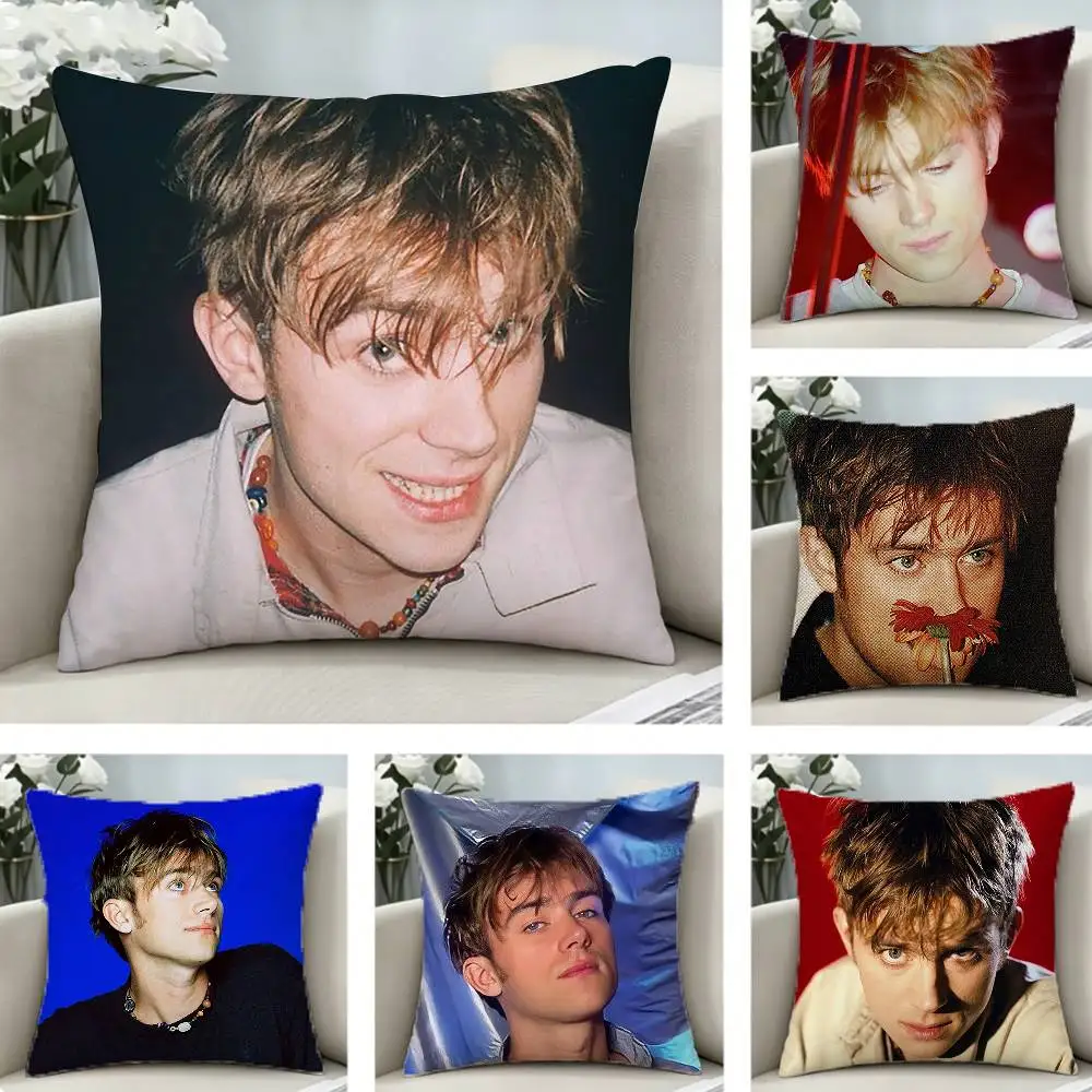 

Britpop Rock D-Damon Albarn Pillow Case Pattern Printed Pillowcase For Living Room Sofa Cushion Cover