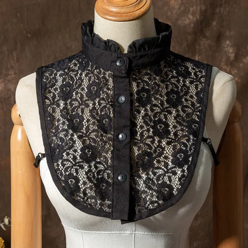 

Женский кружевной свитер с рюшами и полой стойкой, искусственный воротник рубашки, осенне-зимний свитер, украшение на шею