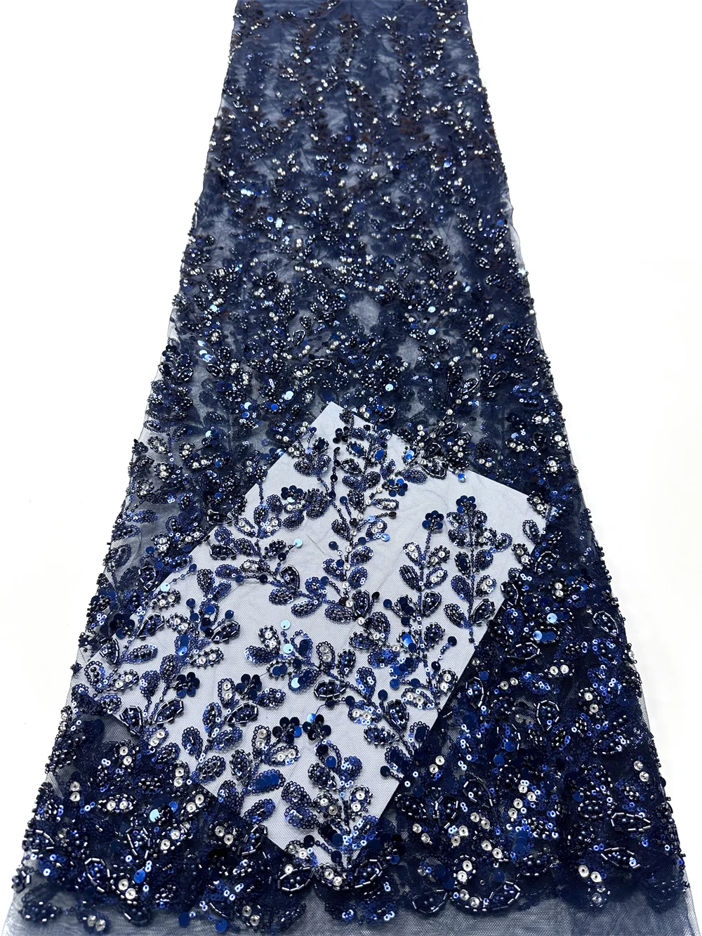 Marineblauer afrikanischer Bräutigam-Spitzenstoff 2026 Hochwertiger nigerianischer Pailletten-Spitzenstoff, geeignet für Hochzeitskleid-Nähmaterialien