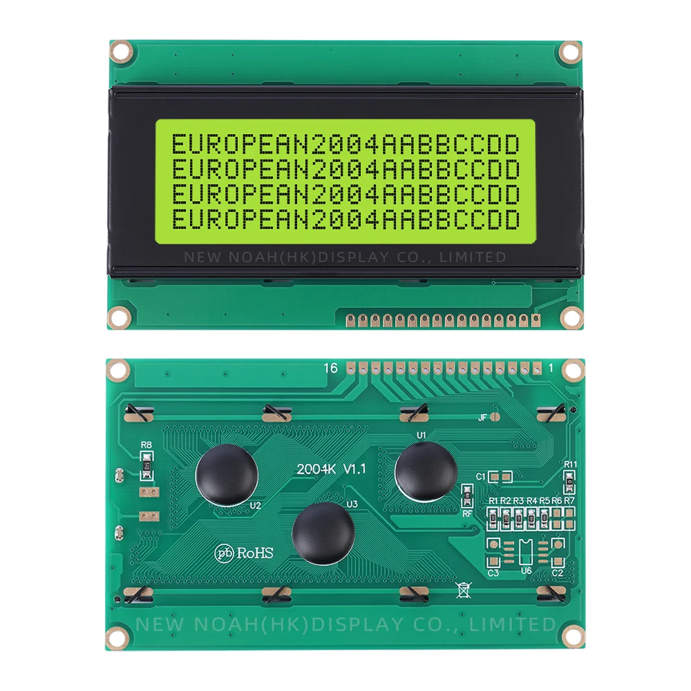 European Yellow Green Film 2004K Character LCD Module Display Screen IIC/I2C Interface Adapter Board Industrial Grade ST7066U