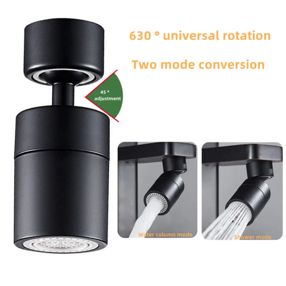 Kitchen Faucet Black Aerator 360° 2 Mode Washbasin Faucet Nozzle Splash-proof Extender Sink Faucet Pressurized Aerator Bubbler