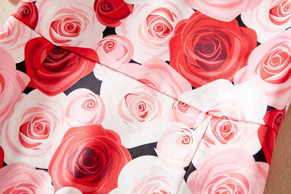 Elegant Rose Print Sheath Dress For Women Summer Floral Party Dresses 2025