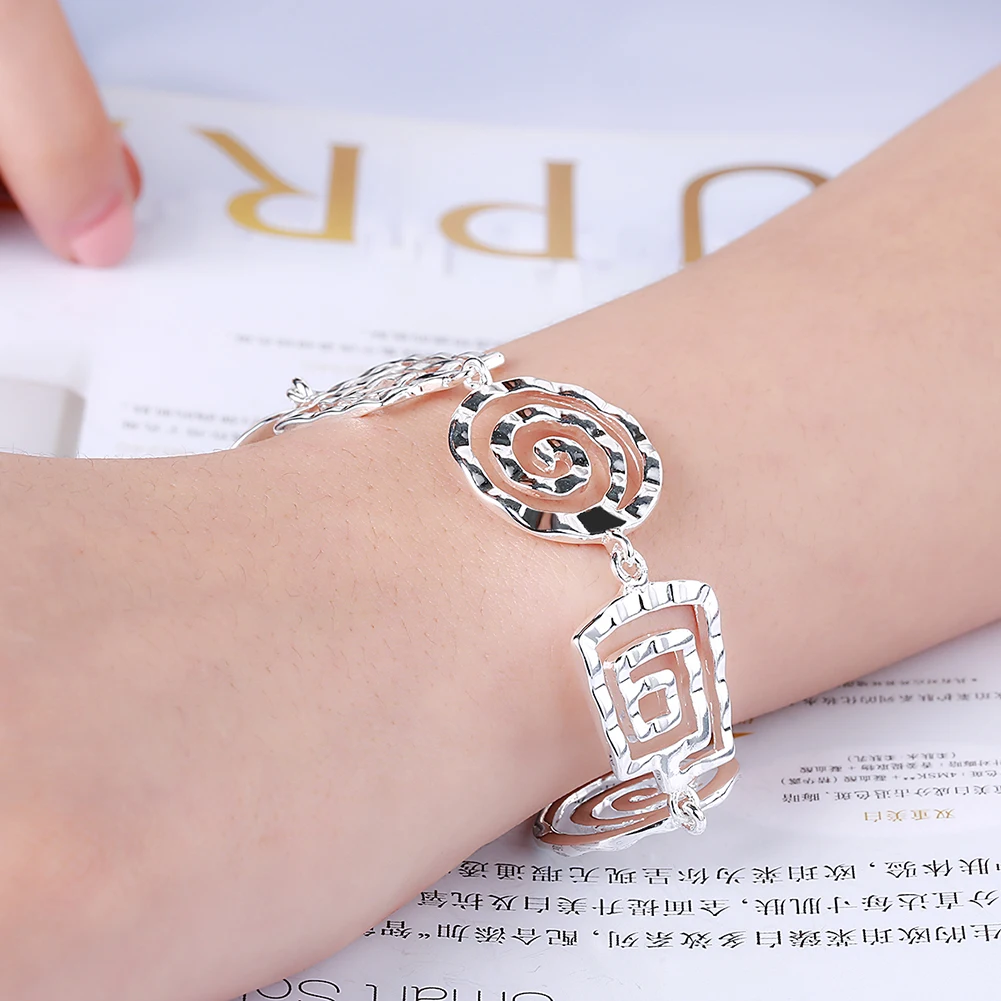 Factory direct fashion 925 Sterling Silver Bracelet for woman Retro round pattern chain trend jewelry Wedding party lady gift