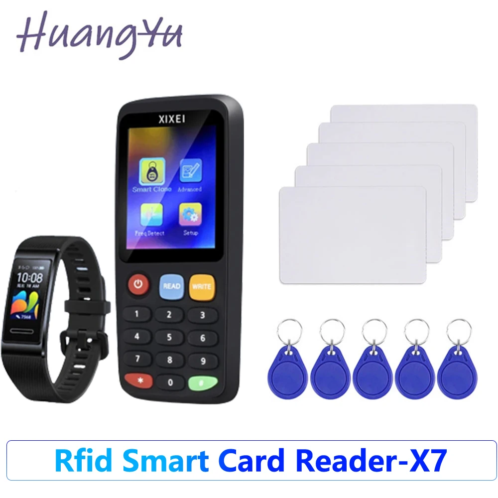 

New Rfid X7 Reader Copier 13.56mhz Ic Id Chip Tag Clone Nfc Decoder Duplicator 125khz Smart Card Keyfobs T5577 Token Badge Write