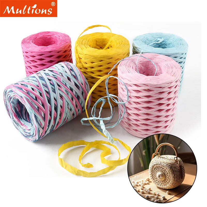 200M Natural Raffia Straw Yarn For Knitting Crocheting Paper Threads DIY Handmade Knitting Baking Packaging Summer Sunhat