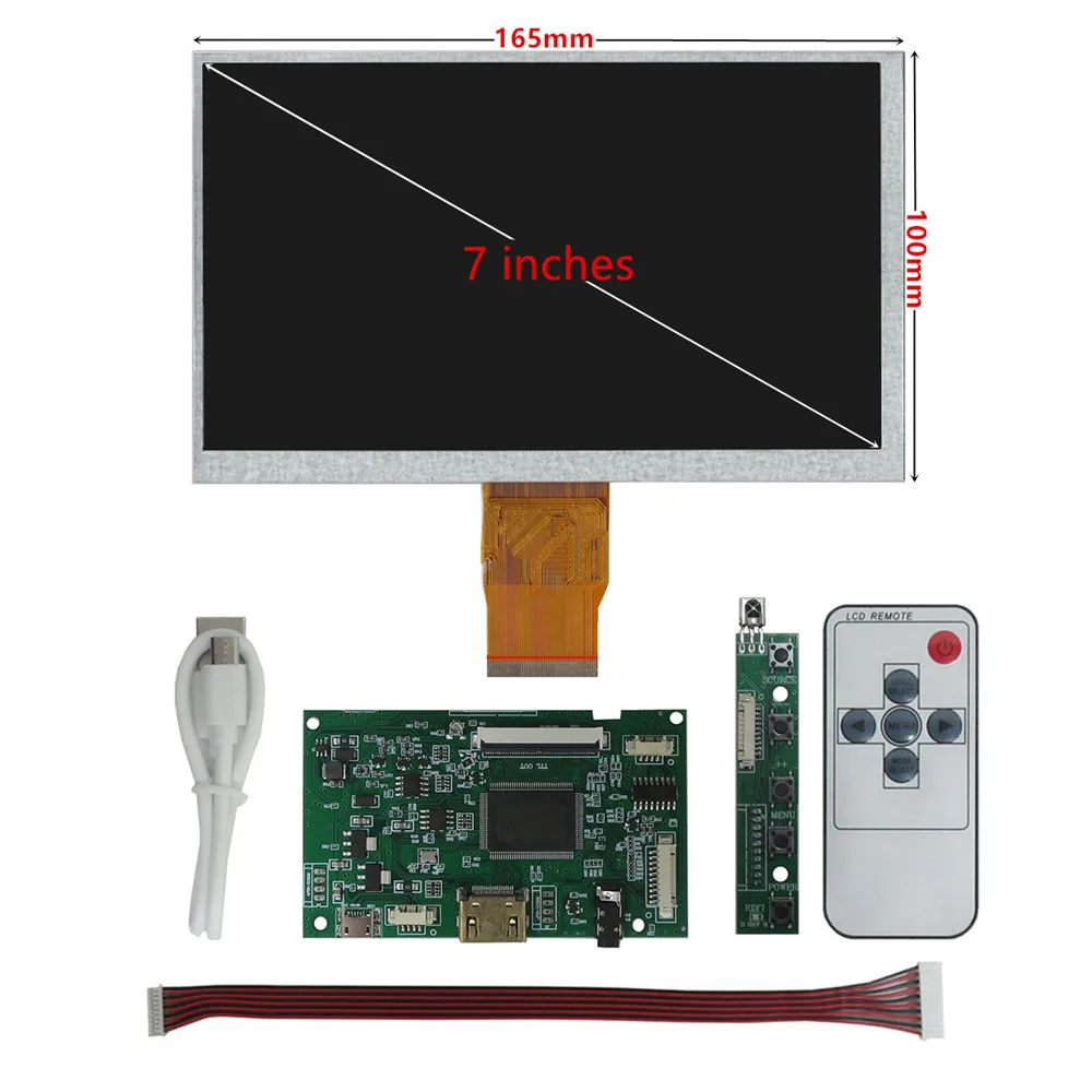 7 Inch 1024*600 IPS LCD Display Screen Monitor Driver Control Board Audio HDMI-Compatible For Lattepanda,Raspberry Pi Banana Pi