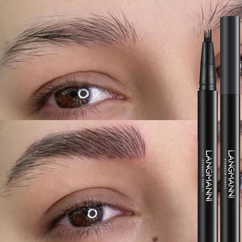 Lápiz de cejas ultrafino, 4 tenedores, lápiz de cejas líquido impermeable, maquillaje duradero, tatuaje de cejas, Cosméticos de tinte, lápiz de cejas de microhoja