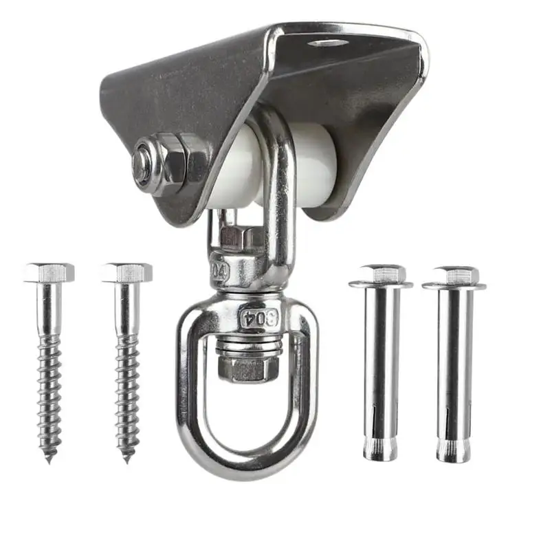 304 Stainless Steel Swing Hanger Swivel Hook for Yoga Playground Swing Sets Porch Wood Concrete Ceiling Silent 1000 Lb Capacity