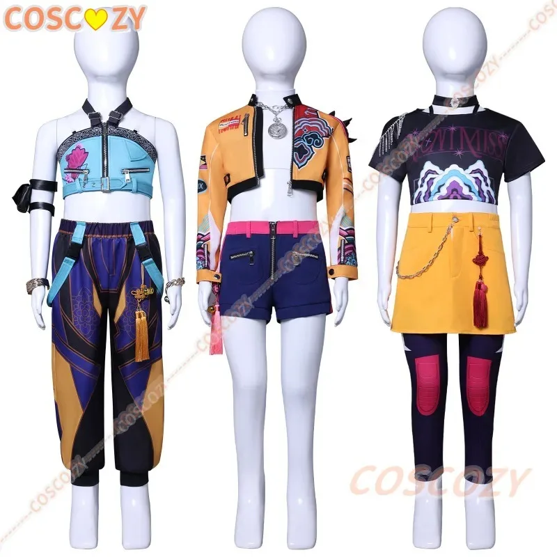 

Kids Size KPop Demon Hunters Superstar Anime Rumi Mira Zoey Cosplay Costume Full Set Girls Women Group Outfit Halloween Party