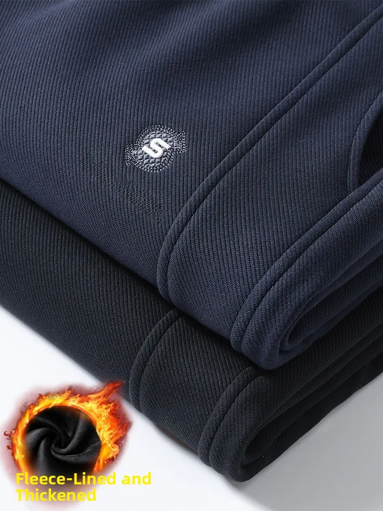 

Thickened Fleece Autumn Winter Casual Pants American Style Trendy Loose Fit Fashionable Cuffed Polyester Harajuku Trousers