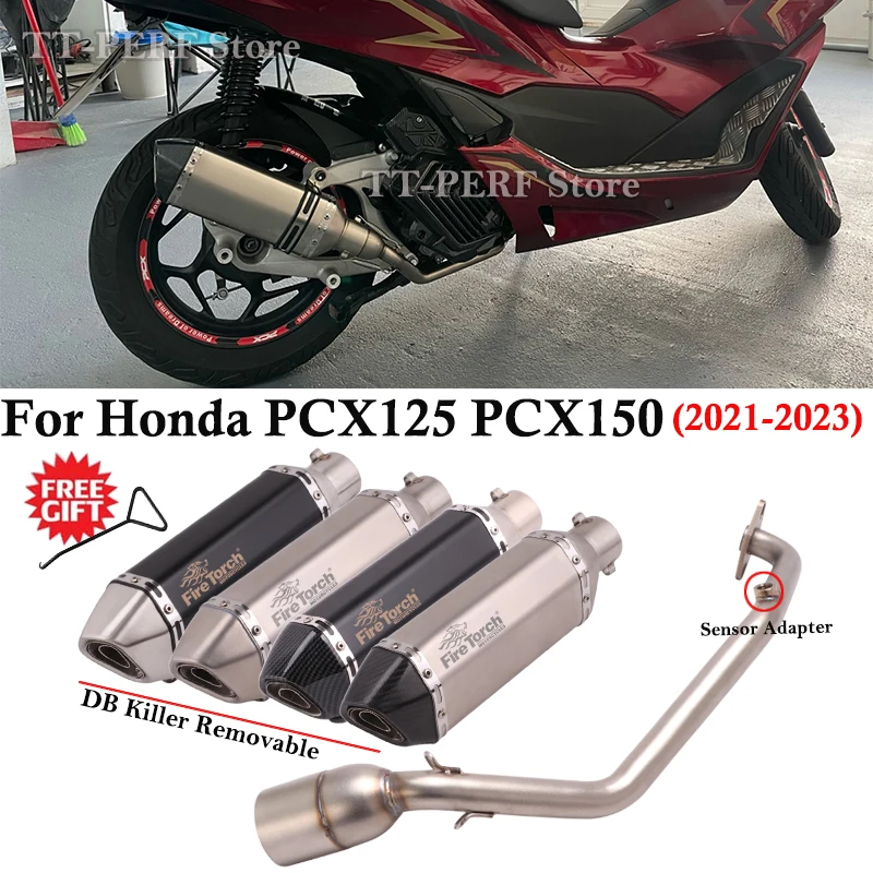 Full Systems For Honda PCX125 PCX150 PCX 125 150 2021 2022 2023 Motorcycle Exhaust Escape Muffler DB Killer Front Mid Link Pipe