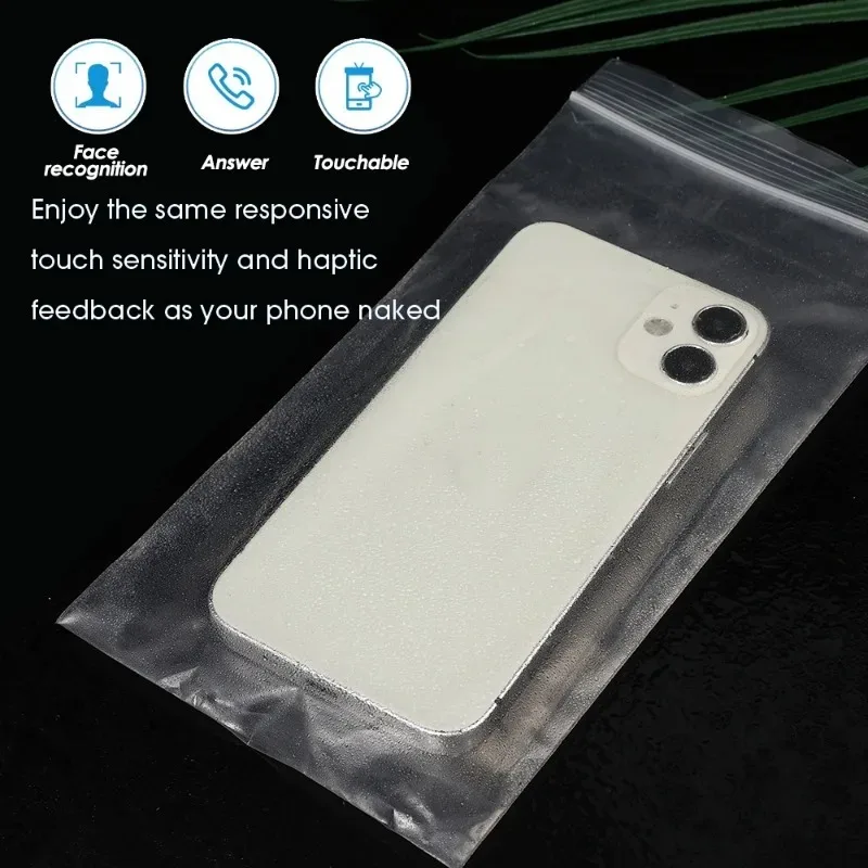 100Pcs/Bag Transparent Mobile Phone Dust Bag Waterproof Disposable Zipper Bags Cellphone Protective Covers for Swimming