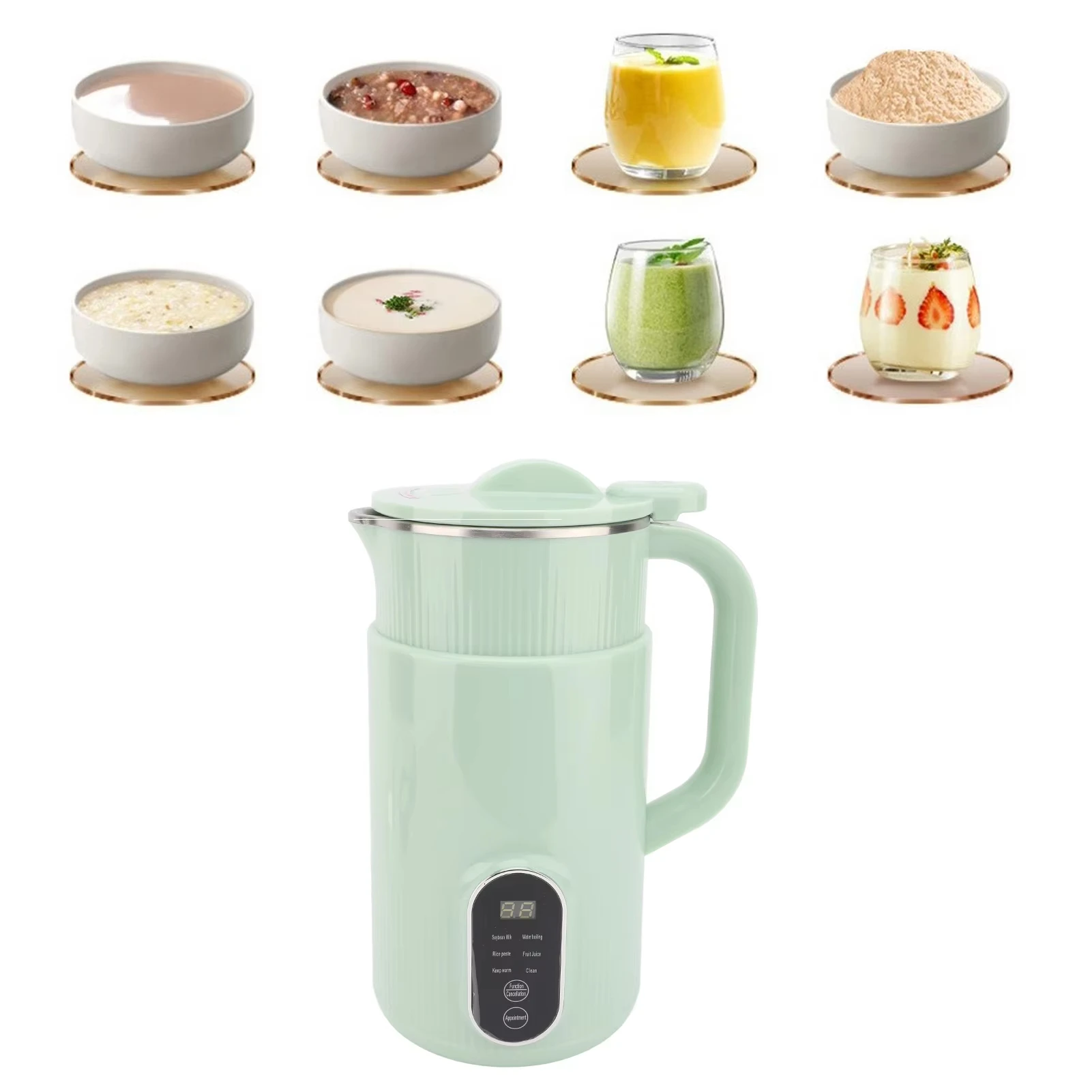 Electric Soy Milk Maker Stainless Steel X Shaped Blades Low Noise Intelligent Touch Panel Soybean Milk Machine 110V/220V
