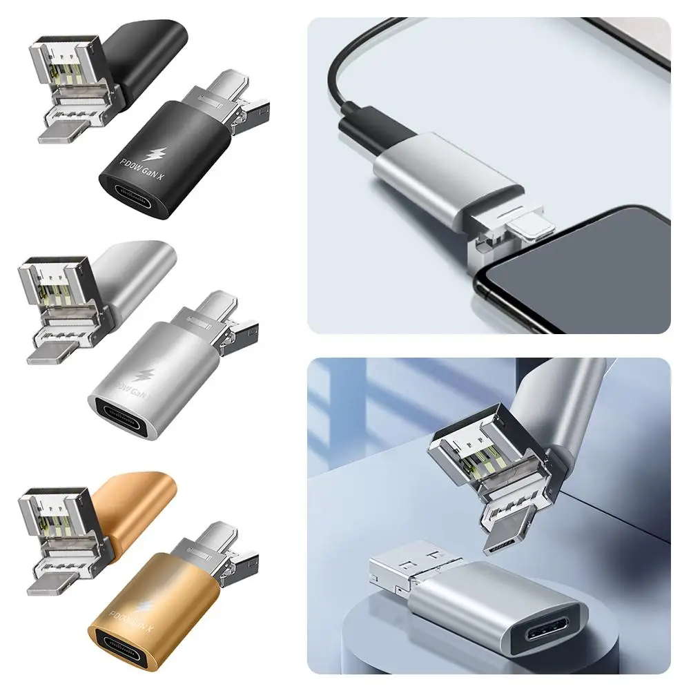 Adaptor Lightning ke USB C OTG, adaptor pengisian daya Cepat Tipe C betina Ke USB mikro Male 3 dalam 1 untuk IPhone Sa A3D0