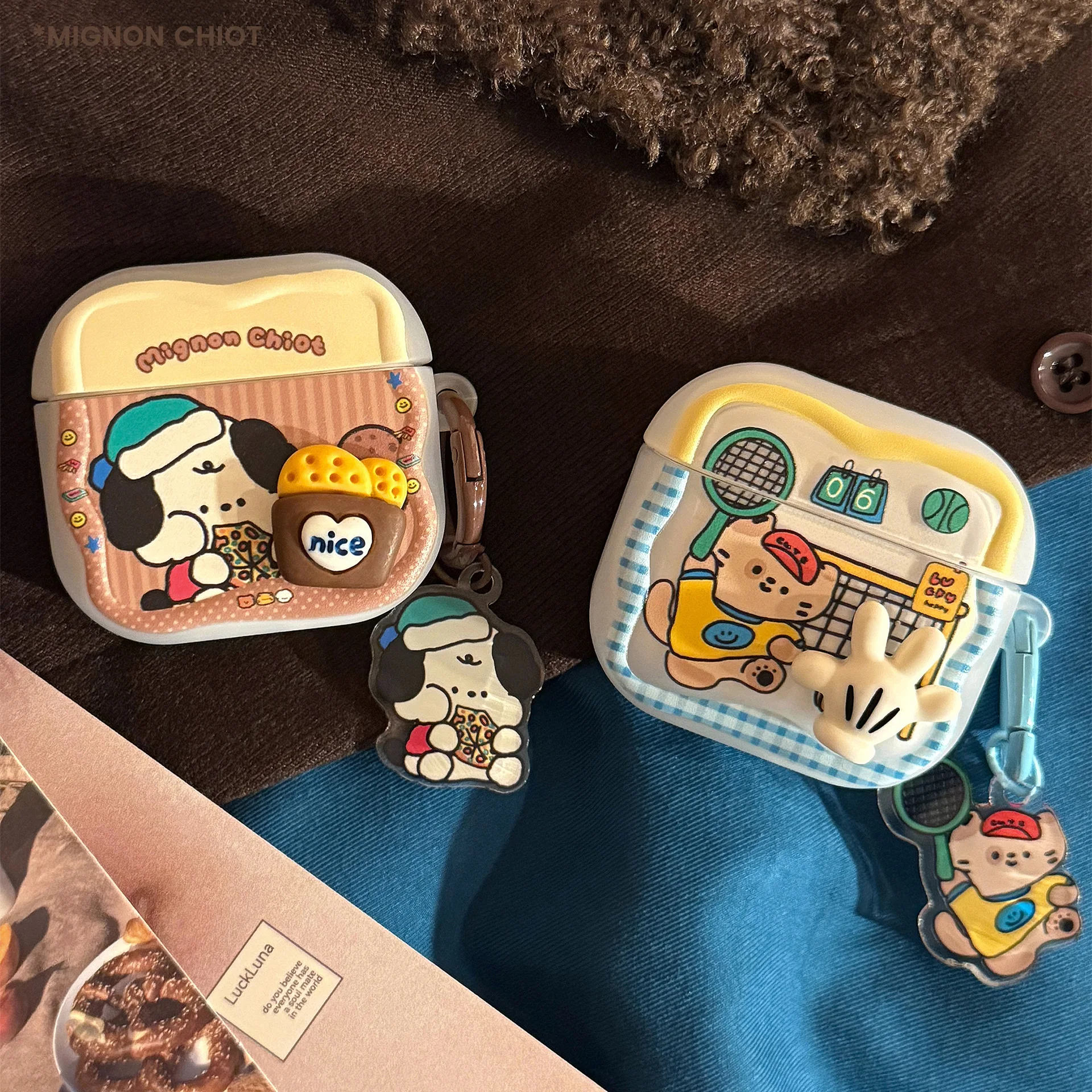 Cute Three-Dimensional Cat and Dog Ins Suitable for AirPods 4 3 2 1 Generation Bluetooth Headset Cover for Air Pods Pro 2 3