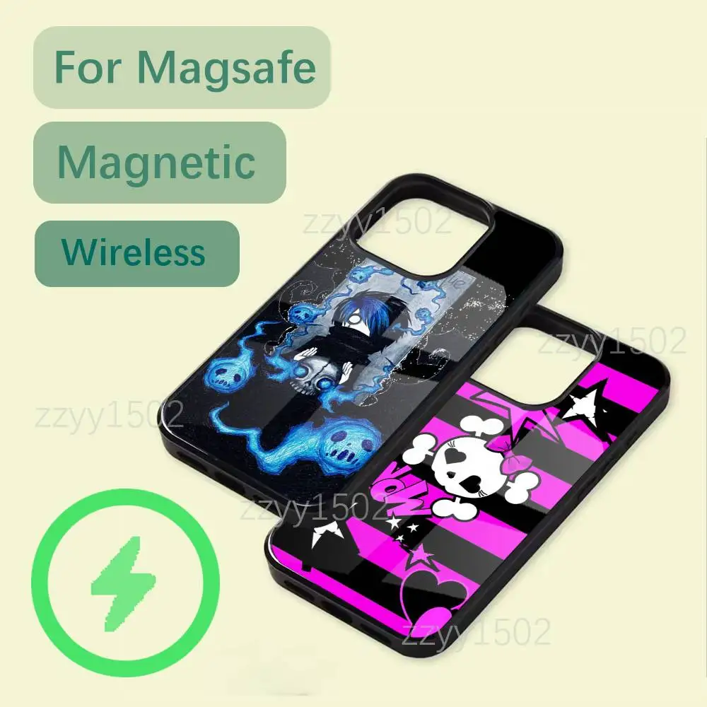 

Love Black and Cute Emo Phone Case For iPhone 17,16,15,14,13,12,11,Pro,Max,Plus,Mini,SE4,E Magsafe Wireless Charging