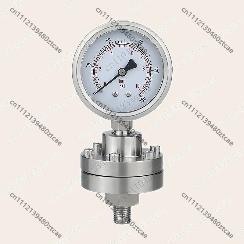 Stainless Steel Hydraulic Pressure Gauge, Threaded Diaphragm Seal, Range 0-10000PSI