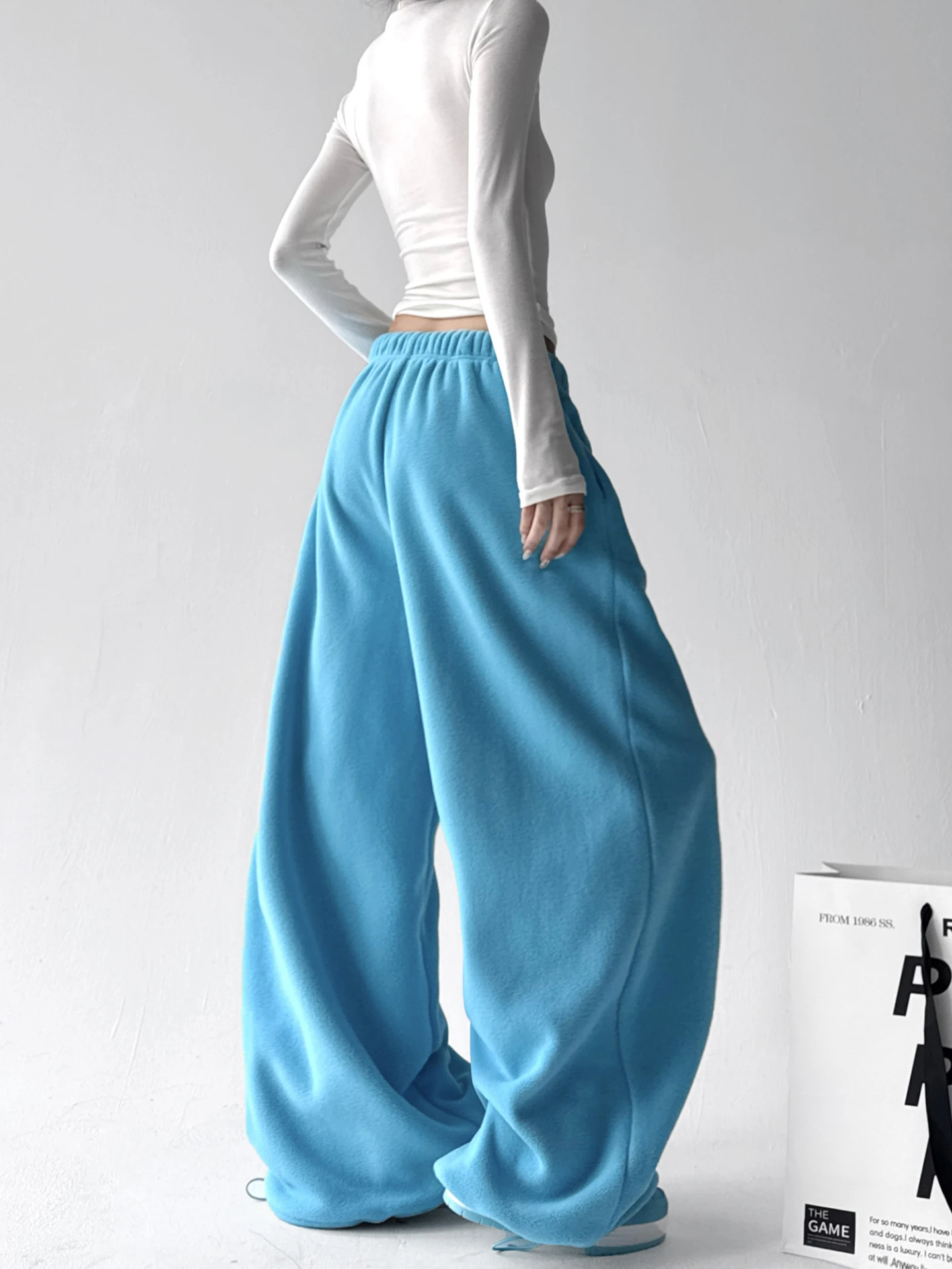 Зима 202, женские свободные широкие спортивные брюки с высокой талией, прямой крой, повседневные брюки для уличных танцев, корейские брюки размера плюс