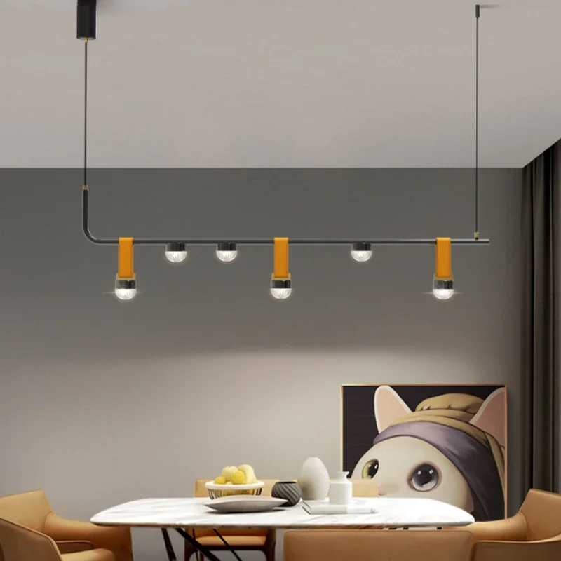 Nordic Minimalist Strip Iron Leather Led Chandelier Lamp For Dining Room Home Decor Lustres De Plafond Pendant Light