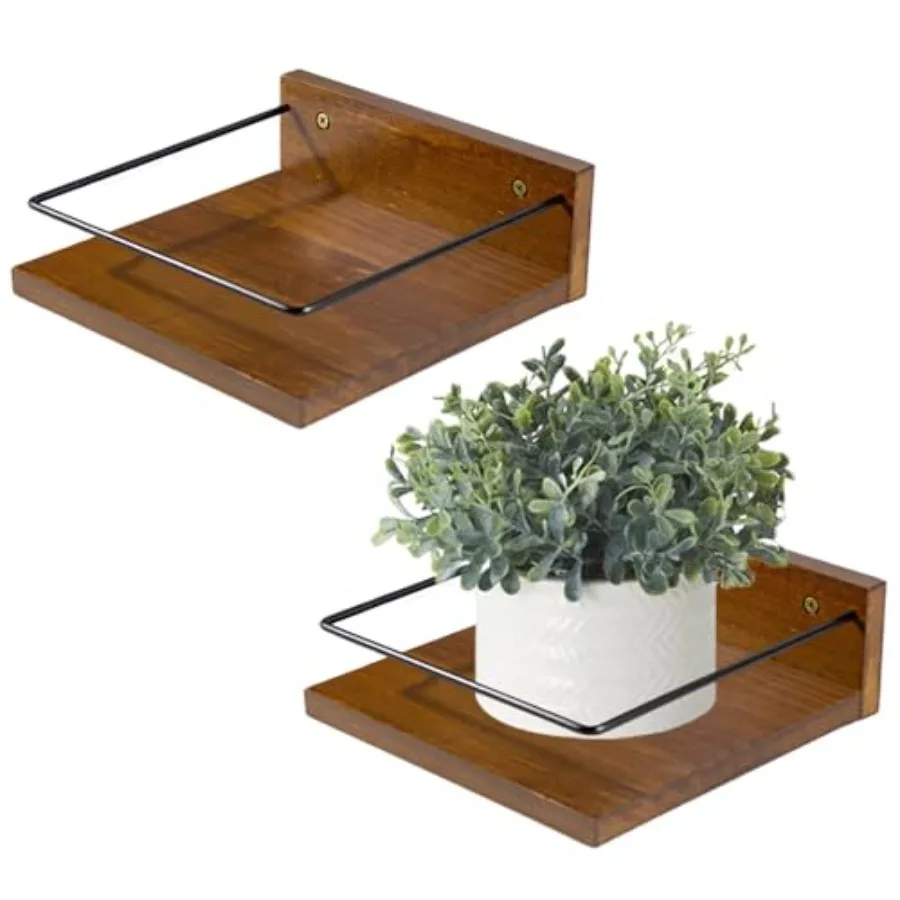 

Wall Mounted Plant Holder Wooden Floating Shelves for Flower Pot Wall Hanging Wood Rack Farmhouse Small Drative Wall Shelf for