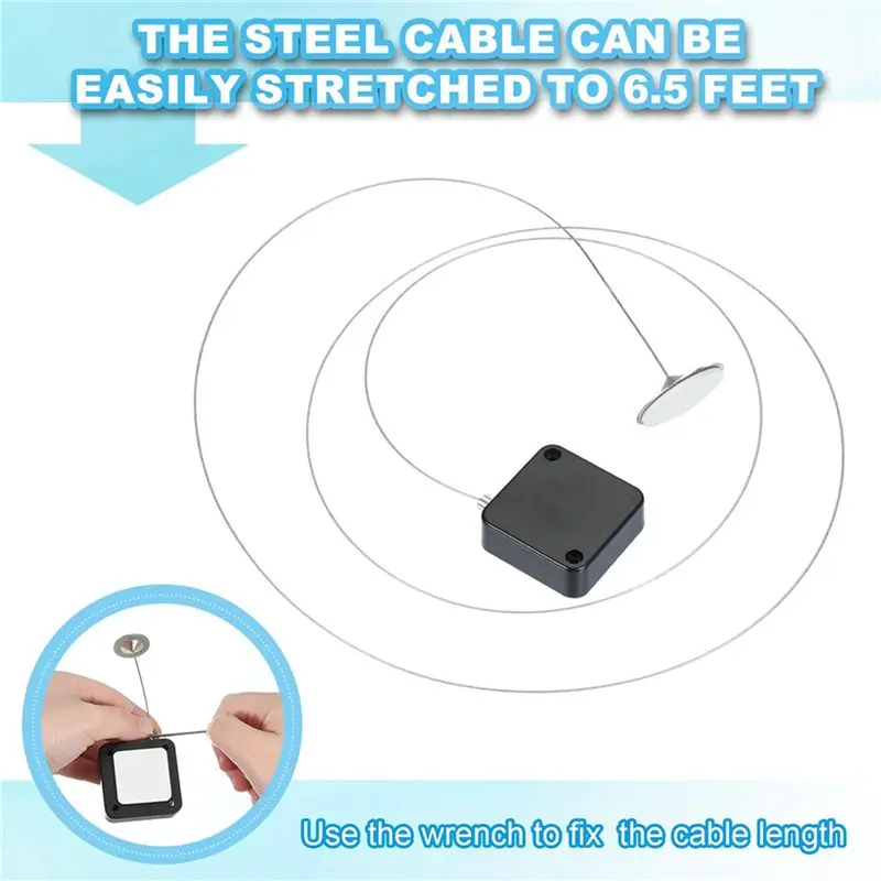 ABGE-5 Ft Retractable Remote Control Tether, 4 Pack Security Cable Lanyard Lock With Double Sided Adhesive & Screw